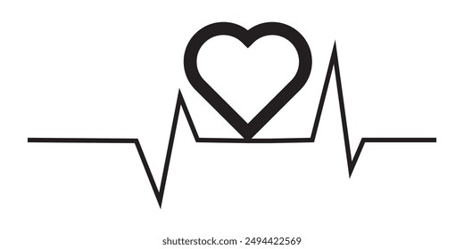 Lifeline icon vector. Heart beats line icon. Cardiogram line icon, sign. Heart pulse silhouette, icon, symbol. Vector illustration.