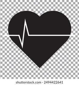 Vector de iconos Lifeline. Icono de línea de latidos del corazón. Icono de línea de cardiograma, signo. Silueta del pulso del corazón, icono, símbolo. Ilustración vectorial.