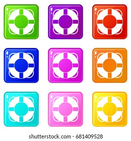 Lifeline icons of 9 color set isolated vector illustration