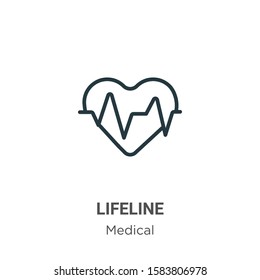 Lifeline outline vector icon. Thin line black lifeline icon, flat vector simple element illustration from editable medical concept isolated on white background