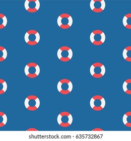 Lifeline pattern. Vector illustration. Summer nautical theme. Blue and red colors.