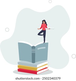 Lifelong learning and continuing academic development.Read books for personal growth and mental skills potential .flat design with people.