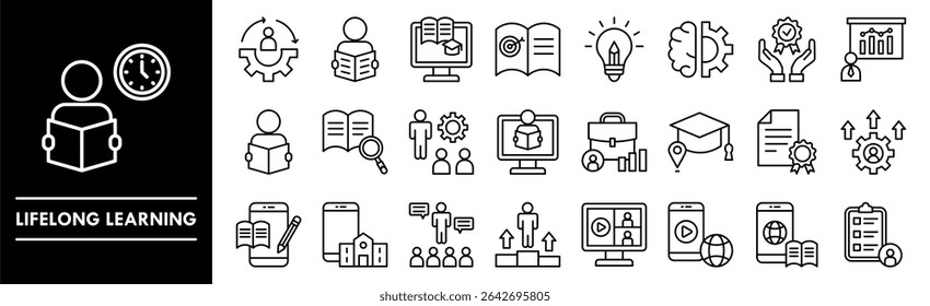 Lifelong Learning icon collection set. Containing design education, knowledge, lifelong, training, skill
