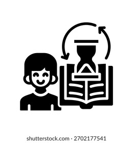 Lebenslanges Lernen Symbol Glyphe Vektorgrafik