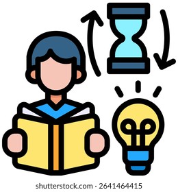 Lifelong Learning Icon Lineal Color Vector Illustration
