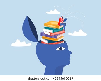 lifelong learning  and literature reading for education knowledge development concept  Read books to expand your mind  learning mindset vector illustration
