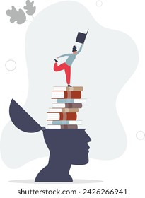 Lifelong learning and literature reading for education.Personal development and experience improvement with never stop learning mindset.flat vector illustration.