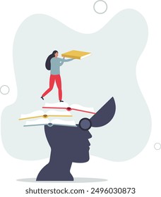 Lifelong learning and literature reading for education.Personal development and experience improvement with never stop learning mindset.flat design.illustration with people.