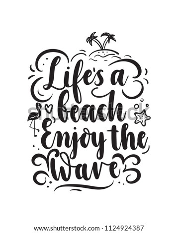 Download Lifes Beach Enjoy Wave Summer Inspirational Stock Vector ...