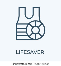 lifesaver editable stroke thin vector line icon.