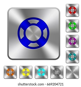 Lifesaver Engraved Icons On Rounded Square Glossy Steel Buttons