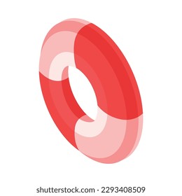 Lifesaver flotation ring isometric color icon vector illustration