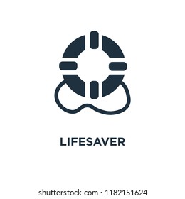 Lifesaver icon. Black filled vector illustration. Lifesaver symbol on white background. Can be used in web and mobile.