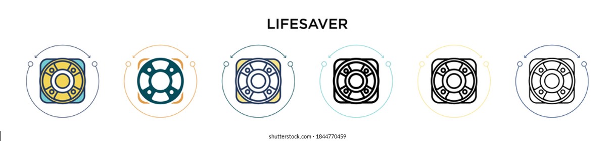 Lifesaver icon in filled, thin line, outline and stroke style. Vector illustration of two colored and black lifesaver vector icons designs can be used for mobile, ui, web