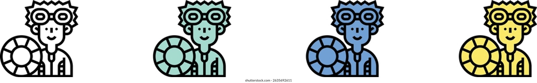 lifesaver icon. Outline, Green, Blue and Yellow Style Design Isolated On White Background