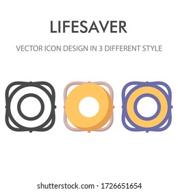 lifesaver icon pack isolated on white background. for your web site design, logo, app, UI. Vector graphics illustration and editable stroke. EPS 10.