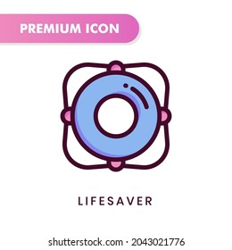 lifesaver icon for your website design, logo, app, UI. Vector graphics illustration and editable stroke. lifesaver icon lineal color design.