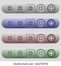 Lifesaver icons on rounded horizontal menu bars in different colors and button styles