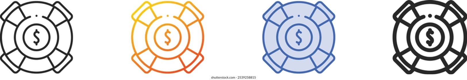 Lebensretter-Symbol.Dünn linear, Farbverlauf, blauer Strich und kräftiges Style-Design einzeln auf weißem Hintergrund