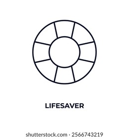 lifesaver outline icon. Linear vector from nautical concept. Thin line lifesaver icon isolated on white background