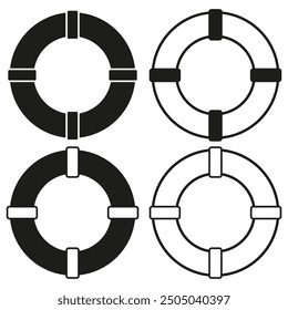 Icono de anillo salvavidas. Formas circulares en negrita. Símbolo de seguridad Vector. Equipo de rescate náutico.