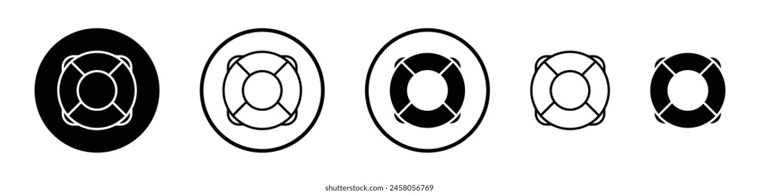 Lifesaver Ring Icon Set. Safety and Rescue Vector Symbols for Swimming.