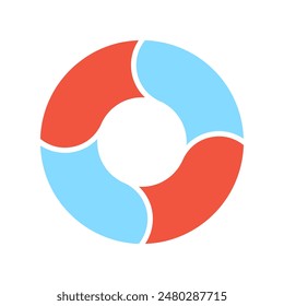 Lifesaver set icon. Red and blue ring, safety equipment, flotation device, water rescue, nautical, emergency, maritime, swimming.