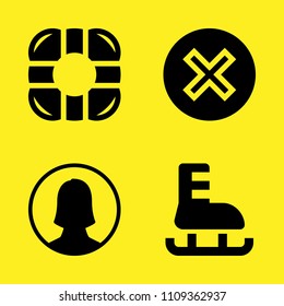 lifesaver, user, ice skate and cancel vector icon set. Sample icons set for web and graphic design