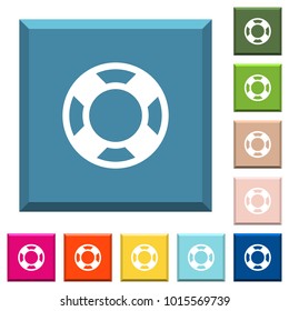 Lifesaver white icons on edged square buttons in various trendy colors