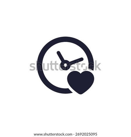 lifespan icon with a clock, time of life pictogram on white