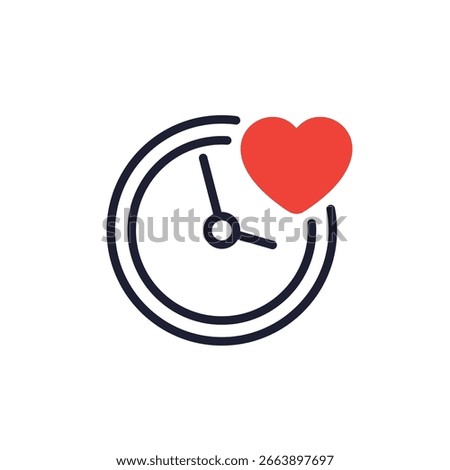 lifespan icon with heart and clock, time of life symbol