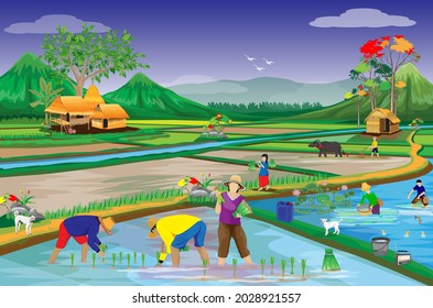 lifestyle of agriculturist at countryside ,straw hut,vector design