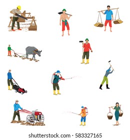 lifestyle of agriculturist shape vector design