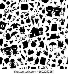 Lifestyle background, current affair. Seamless pattern for your design. Vector illustration