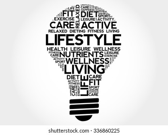 LIFESTYLE bulb word cloud, health concept