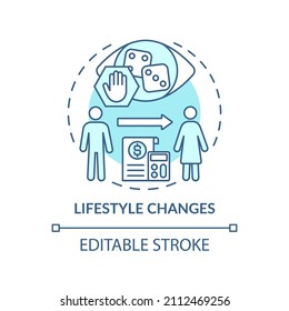 Lifestyle changes turquoise concept icon. Therapy step. Gambling addiction treatment abstract idea thin line illustration. Isolated outline drawing. Editable stroke. Arial, Myriad Pro-Bold fonts used