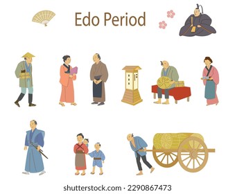 Lifestyle in Edo period. People in Tokyo Japan. 