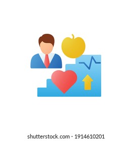  Lifestyle enhancing flat icon. Personal growth concept. Self improvement and self realization. Way to success. Motivation. Quality of life. 3D color vector illustration