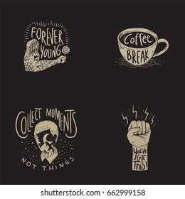 Lifestyle Enjoy Happiness Motivation Inspiration Word Graphic Illustration