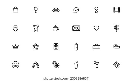 Lifestyle and Entertainment icons. Thin line icons collection. Outline icon.

