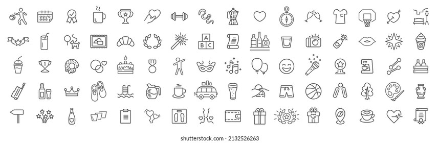 Lifestyle and entertainment line icons collection. Big UI icon set. Thin outline icons pack. Vector illustration eps10