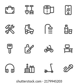 Lifestyle and entertainment line icons set, outline vector symbol collection, linear style pictogram pack. Signs, logo illustration. Set includes icons as business travel, gardening, cooking, karaoke