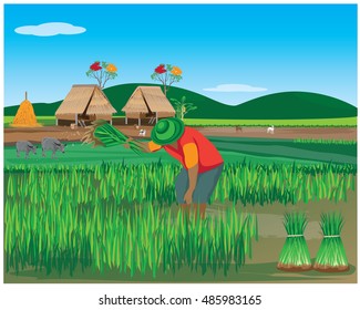 lifestyle of farmer at countryside vector design