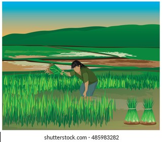 lifestyle of farmer at countryside vector design