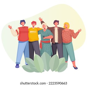 Lifestyle - Group of Young People taking a group photo for Reunion Event - Stock Illustration  as EPS 10 File