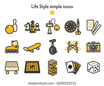 Coleção de ícones de estilo de vida e hobby