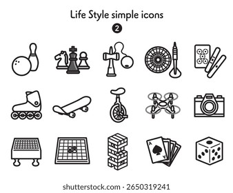 Coleção de ícones de estilo de vida e hobby