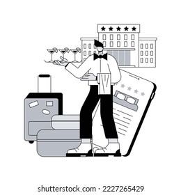 Lifestyle hotel abstract concept vector illustration. Hospitality industry, cutting-edge resort, online booking, traveler review, free breakfast, wi-fi and parking, sea shore abstract metaphor.