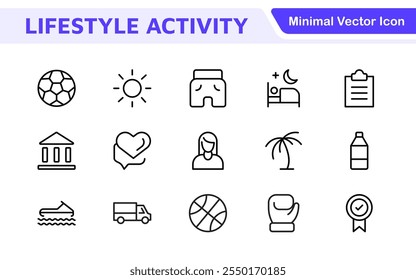 Lifestyle Icon Set. A chic and versatile collection of icons representing wellness, hobbies, daily living, lifestyle, and personal growth.