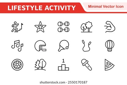 Lifestyle Icon Set. A chic and versatile collection of icons representing wellness, hobbies, daily living, lifestyle, and personal growth.